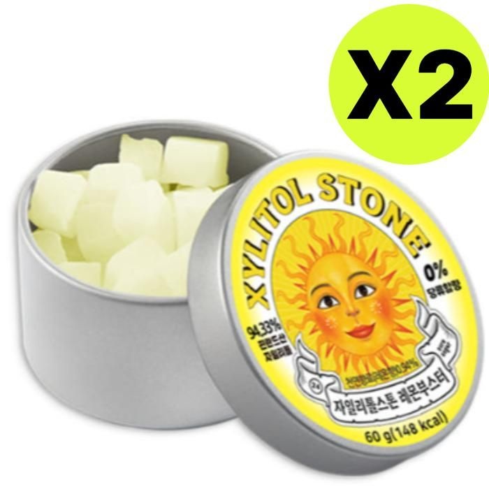 자일리톨 스톤 레몬 부스터 무설탕 캔디 사탕 60g X 2