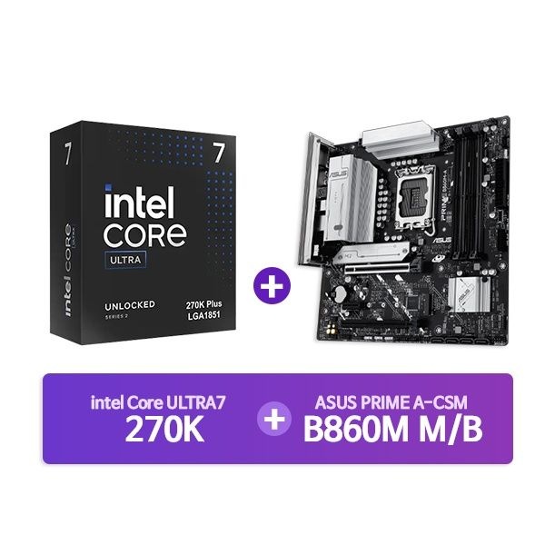 INTEL Ultra7 프로세서 270K 박스 + ASUS PRIME B860M-A-CSM 코잇 결합 4045168