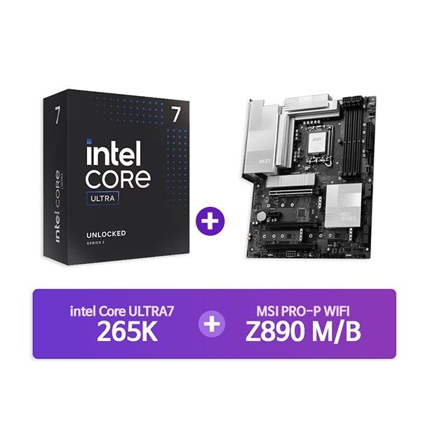 INTEL Ultra7 프로세서 265K 박스 + MSI PRO Z890-P WIFI 결합 4044887