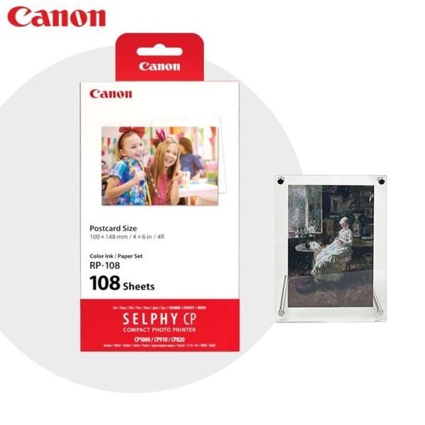 Canon 셀피 포토 프린터 인화지 RP-108 1개 + 아크릴 액자 4054905