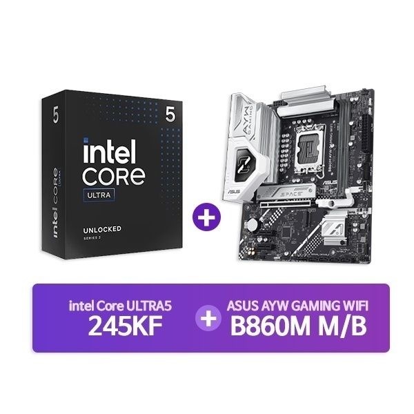 UnKnown INTEL Ultra5 프로세서 245KF 박스 + ASUS B860M AYW GAMING WIFI 인텍앤컴퍼니 결합 4044936