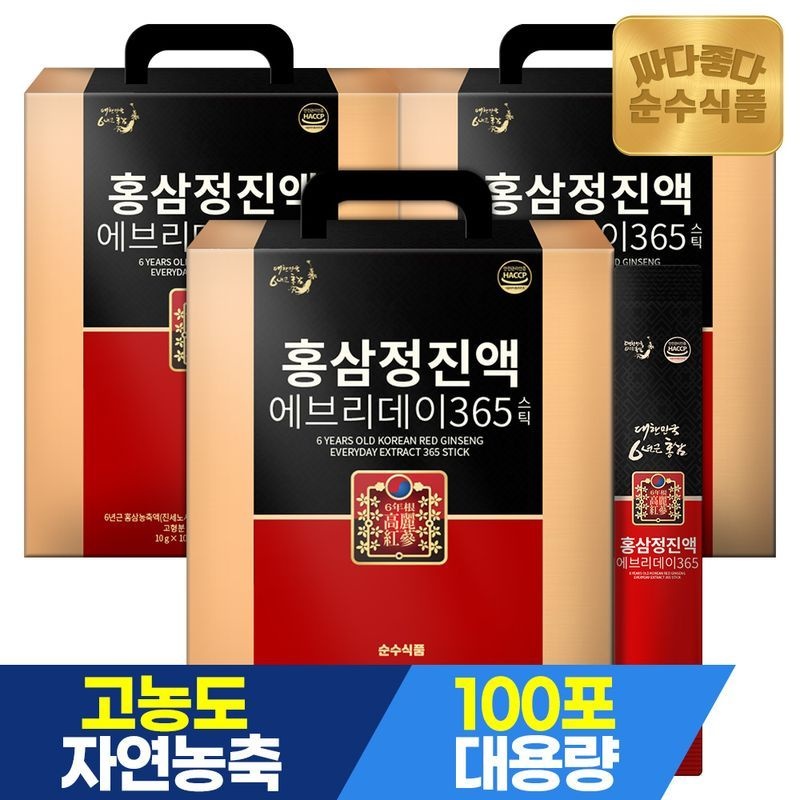순수식품 (NS)6년근 홍삼정 진액 에브리데이 365 홍삼스틱 3박스(300포) 실속형[36027140]