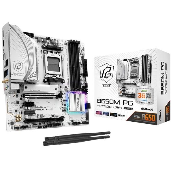 UnKnown ASRock B650M PG Riptide WiFi White 에즈윈 A B650M-ATX 4045000
