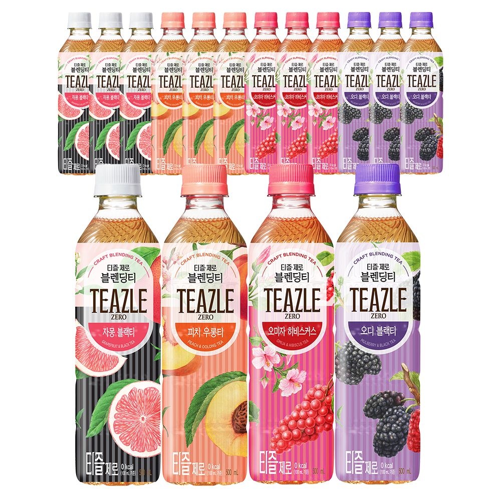 티즐 제로 500ml 4종 혼합 16입 (자몽4+피치4+오미자4 + 오디4)