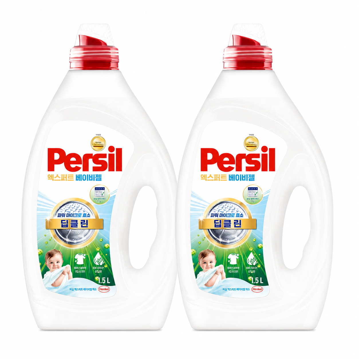 퍼실 엑스퍼트 베이비젤 맥스 겸용 초미세효소 유아용 세탁세제 본품 1.5L 2개 하루커머스