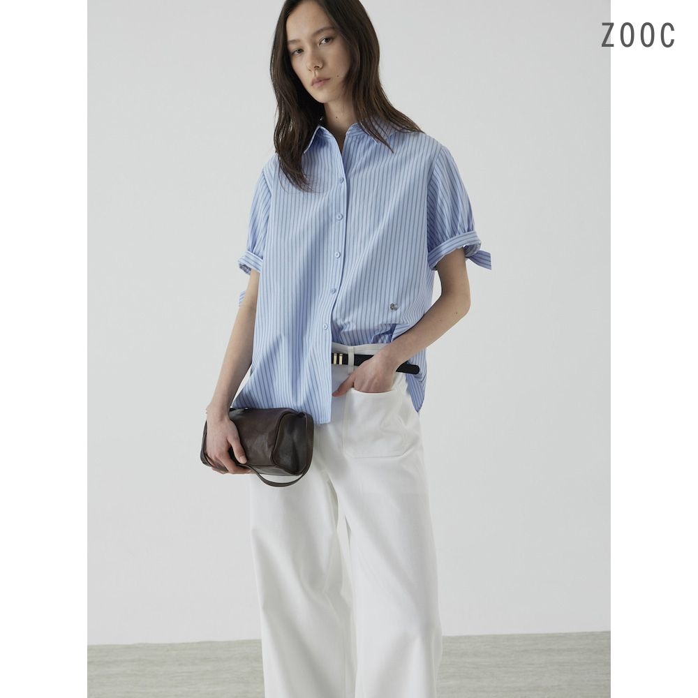 [ZOOC] 리본 슬리브 스트라이프 셔츠 (STRIPE) SBZ262PSC208
