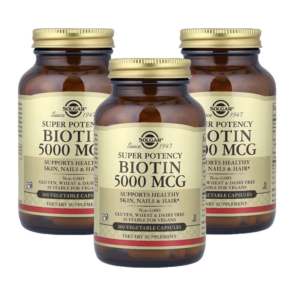 [해외] 솔가 비오틴 슈퍼 포텐시 비오틴 5000mcg 100베지캡슐 X 3통