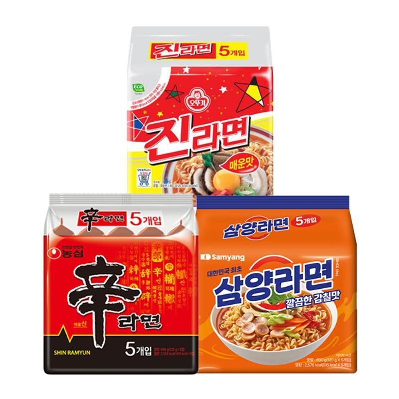 농심 신라면 5입 + 진라면 5입 + 삼양라면 5입
