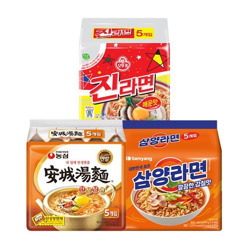 농심 안성탕면 5입 + 진라면 5입 + 삼양라면 5입