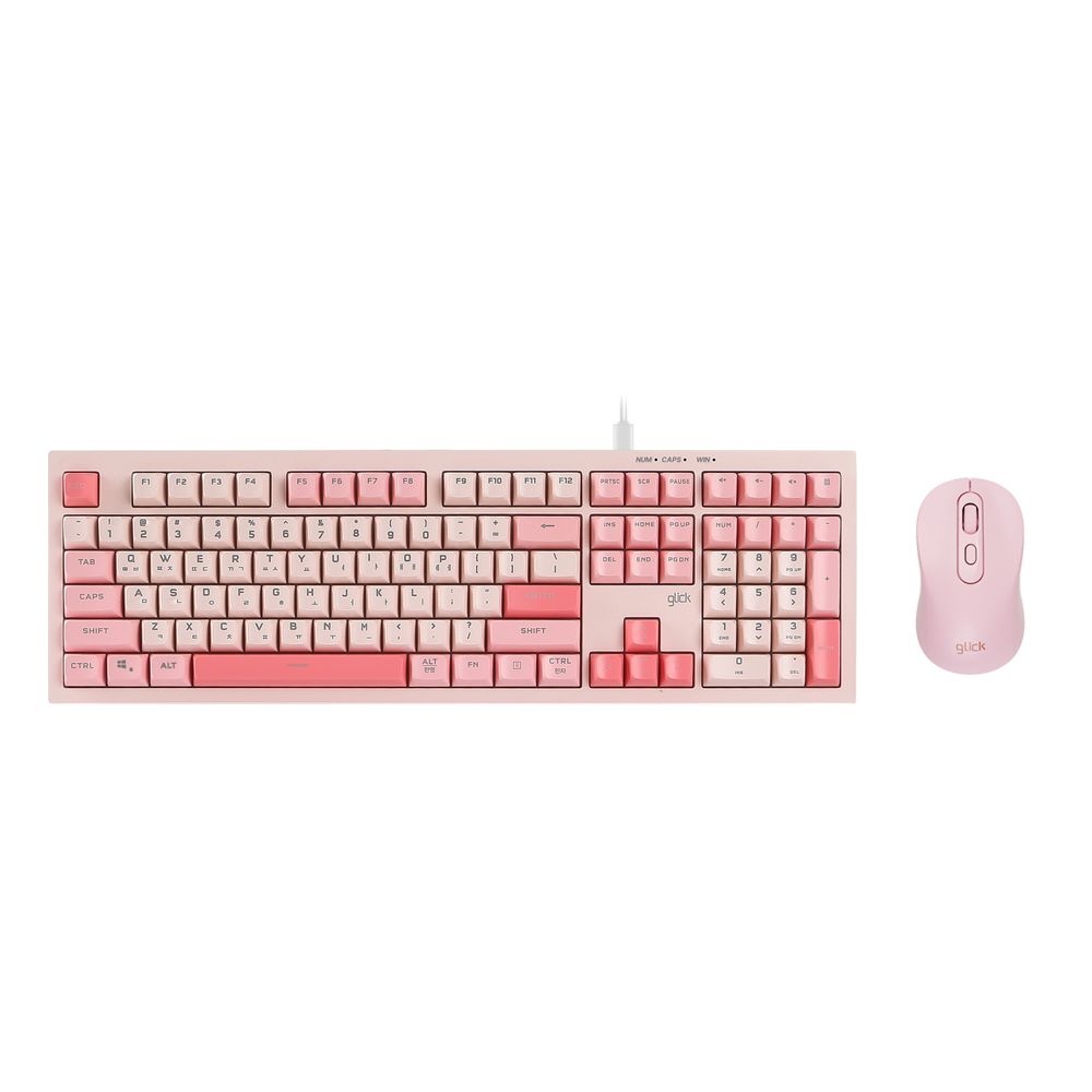 [오늘출발] 지클릭커 오피스프로 OPS70 사일런스 M RGB 무소음 방수 키보드 마우스세트 108 Coral CR1