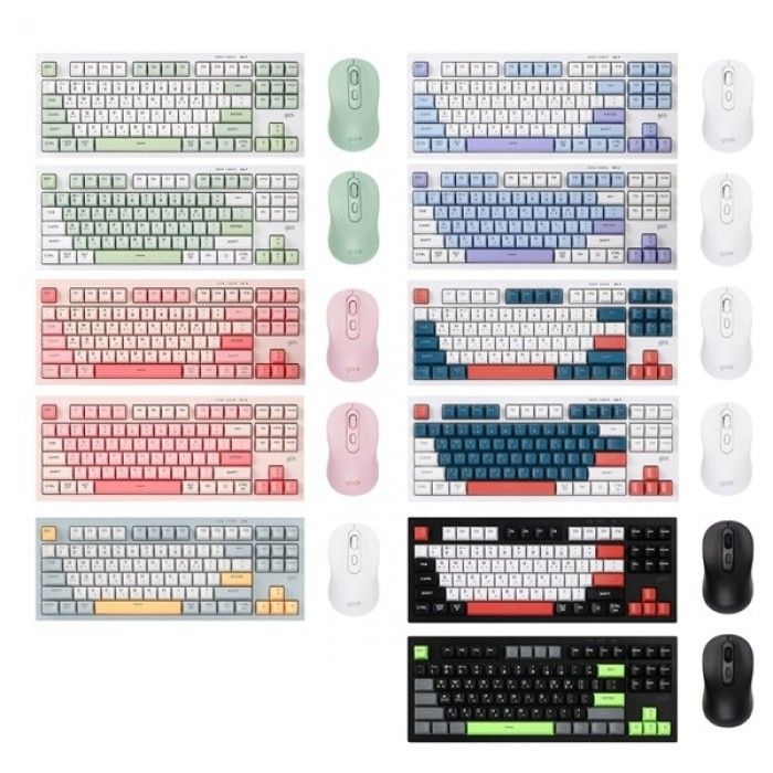 [오늘출발] 지클릭커 오피스프로 WMK90 사일런스 M 무소음 무선 블루투스 키보드 마우스 세트 87 Poker Green