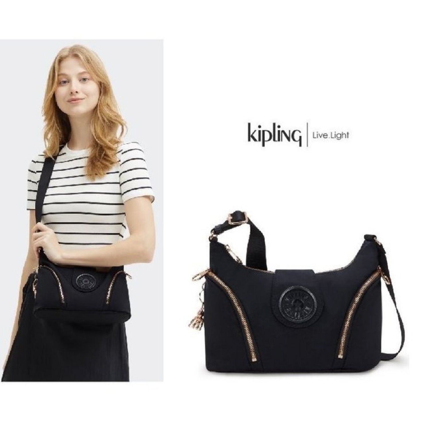 [롯데백화점] 키플링 호보백 숄더백 세라M 블랙 로즈 스파이스 KPABT20 BKRS