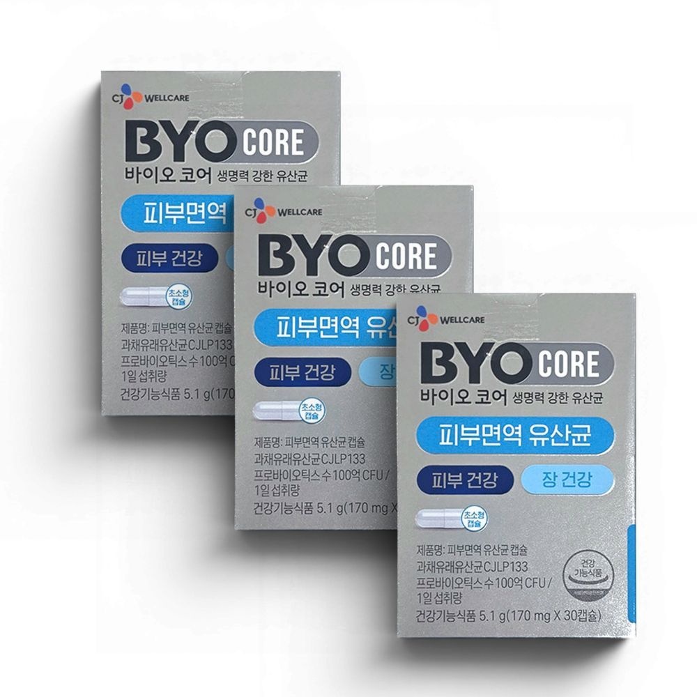 바이오코어 피부면역 유산균 100억 30포 x 3개