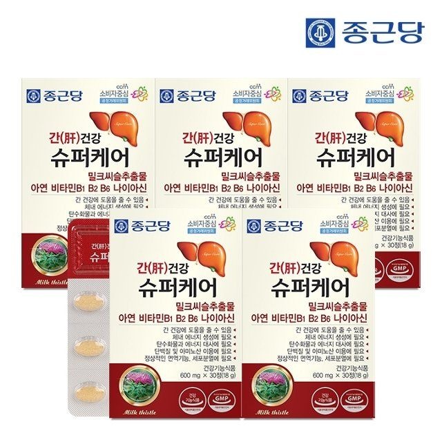종근당 [종근당] 간건강 슈퍼케어 30정 5박스 5개월분 / 밀크씨슬 실리마린 아연