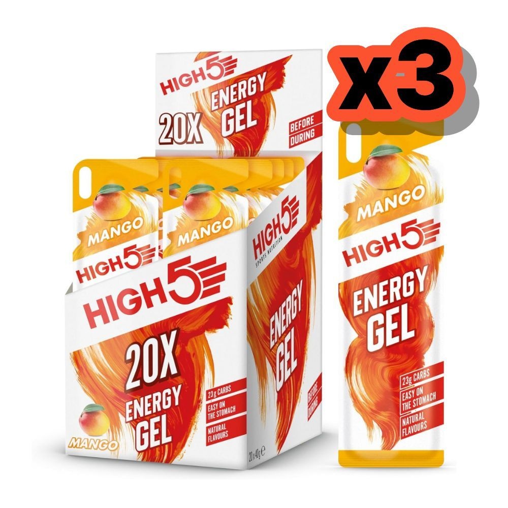 [해외] 하이파이브 에너지 젤 40g 스포츠 퀵 릴리스 부스트 HIGH5 망고, 20포, 3개