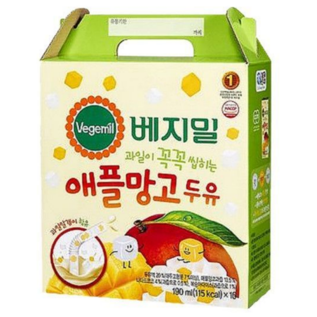 정식품 베지밀 과일이 꼭꼭 씹히는 애플망고 두유 190ml 48개