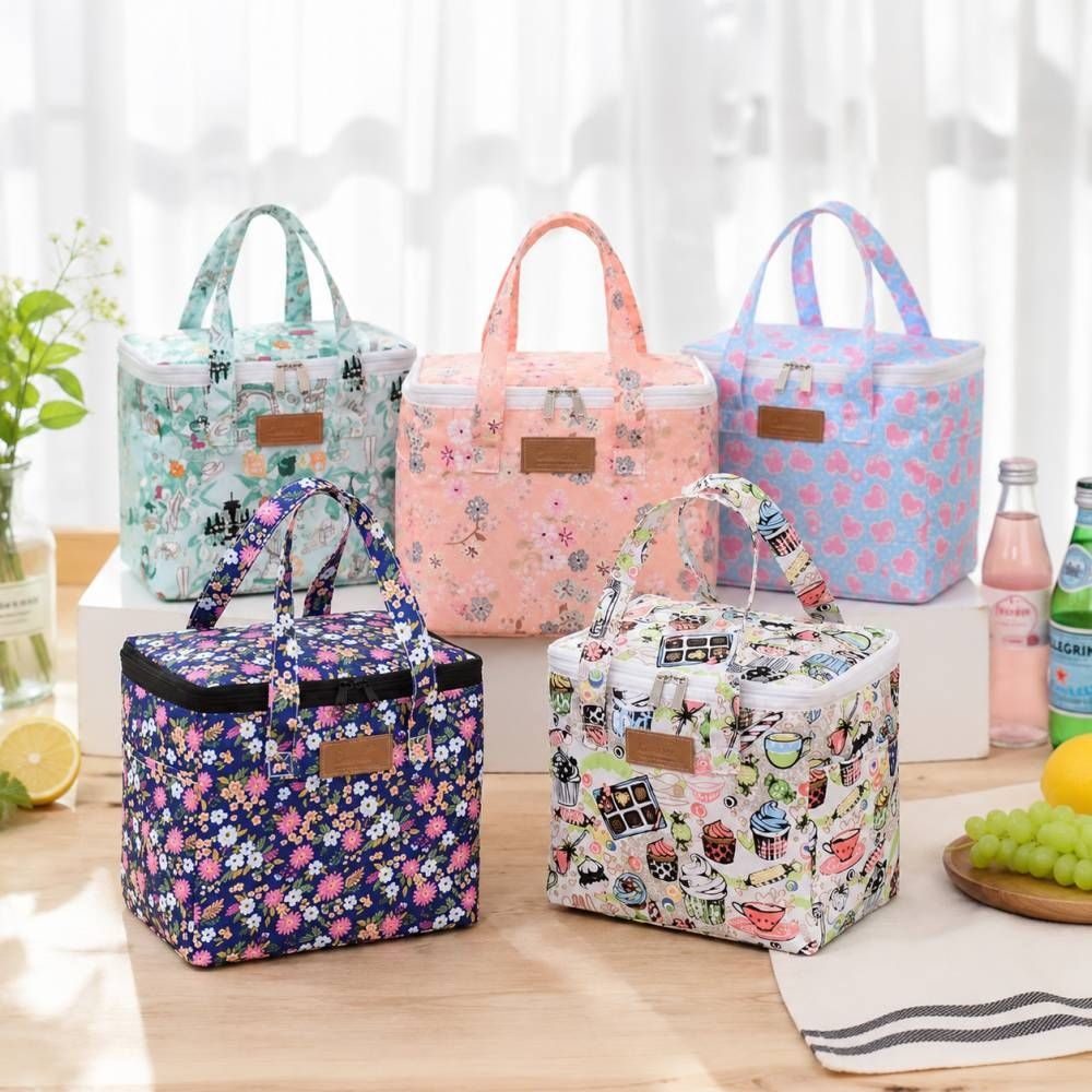 Yiwu City Runhui Bag Co., Ltd. 4각 꽃무늬 보온 보냉 쿨러 백 대용량 예쁜 보냉백 피크닉