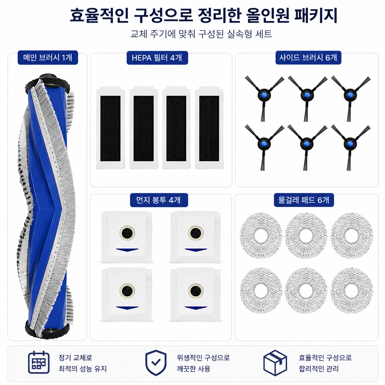 에코백스 디봇 T30 프로 OMNI / T30 OMNI / T30S / T30S 콤보 메인 사이드 브러시 헤파 필터 올인원 소모품 악세사리 호환