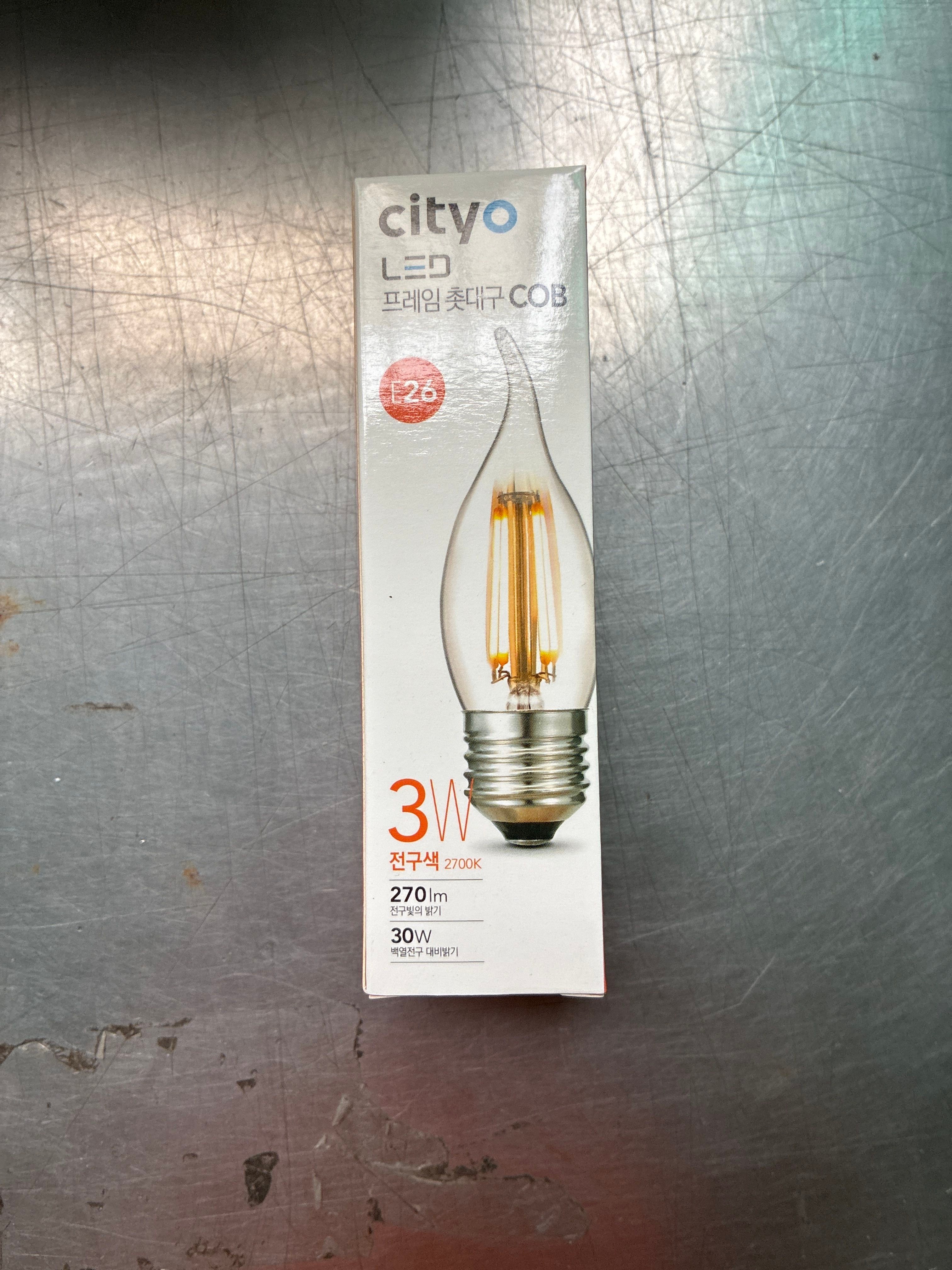 씨티오 LED COB 프레임 촛대구 E26 3W 전구색 2700K