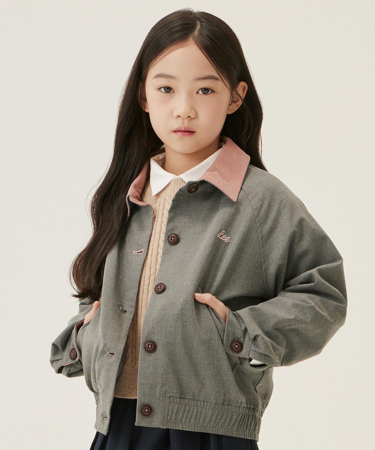 와이시리즈 리 키즈 스쿨 레귤러핏 체크 블루종 자켓 차콜 LK2403JK71CH 71 4300581