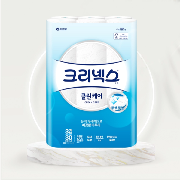 유한킴벌리 크리넥스 클린케어 3겹 천연펄프 25m × 30개입 × 2개