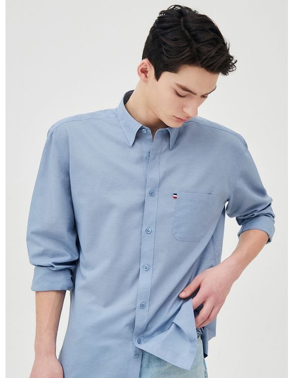 듀퐁 On.E-XCLUSIVE IX 린넨 트리콜로르 955 뉴 캐주얼 핏 셔츠 블루 SE5SM22LS955SBU 750793