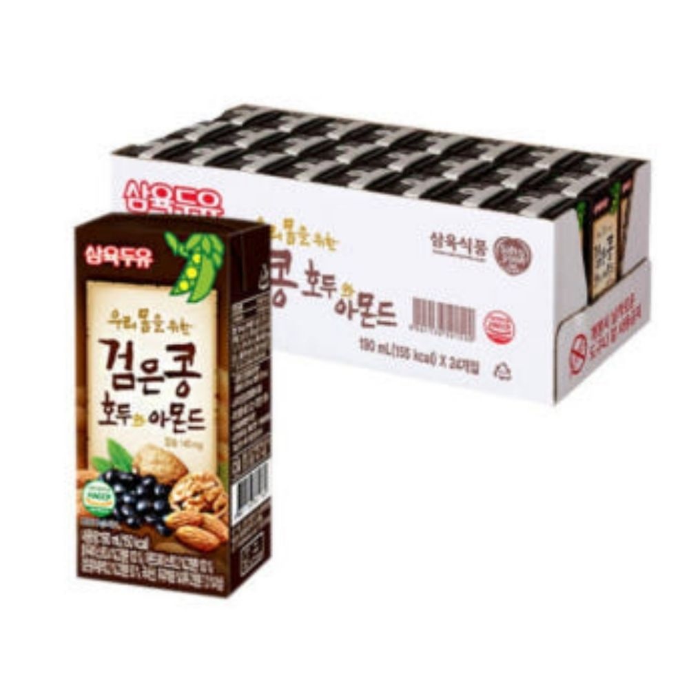 [삼육식품]검은콩두유 어린이 시니어 호두와 아몬드 무가당두유 간식 식사대용 환지식 190ml 24팩