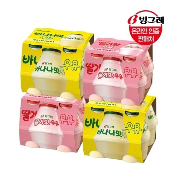 빙그레 바나나맛 우유 240ml 16개 / 바나나맛8개+딸기맛8개