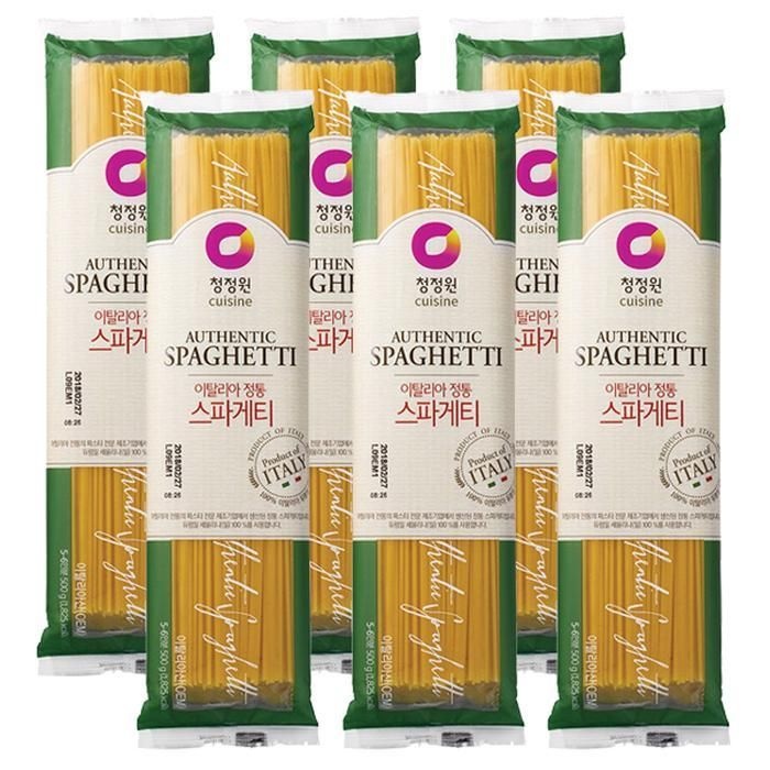 청정원 이탈리아 정통 스파게티면, 500g 6개