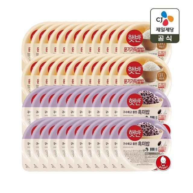 CJ제일제당 햇반 윤기가득 쌀밥 210g x24개+흑미밥 210g x24개