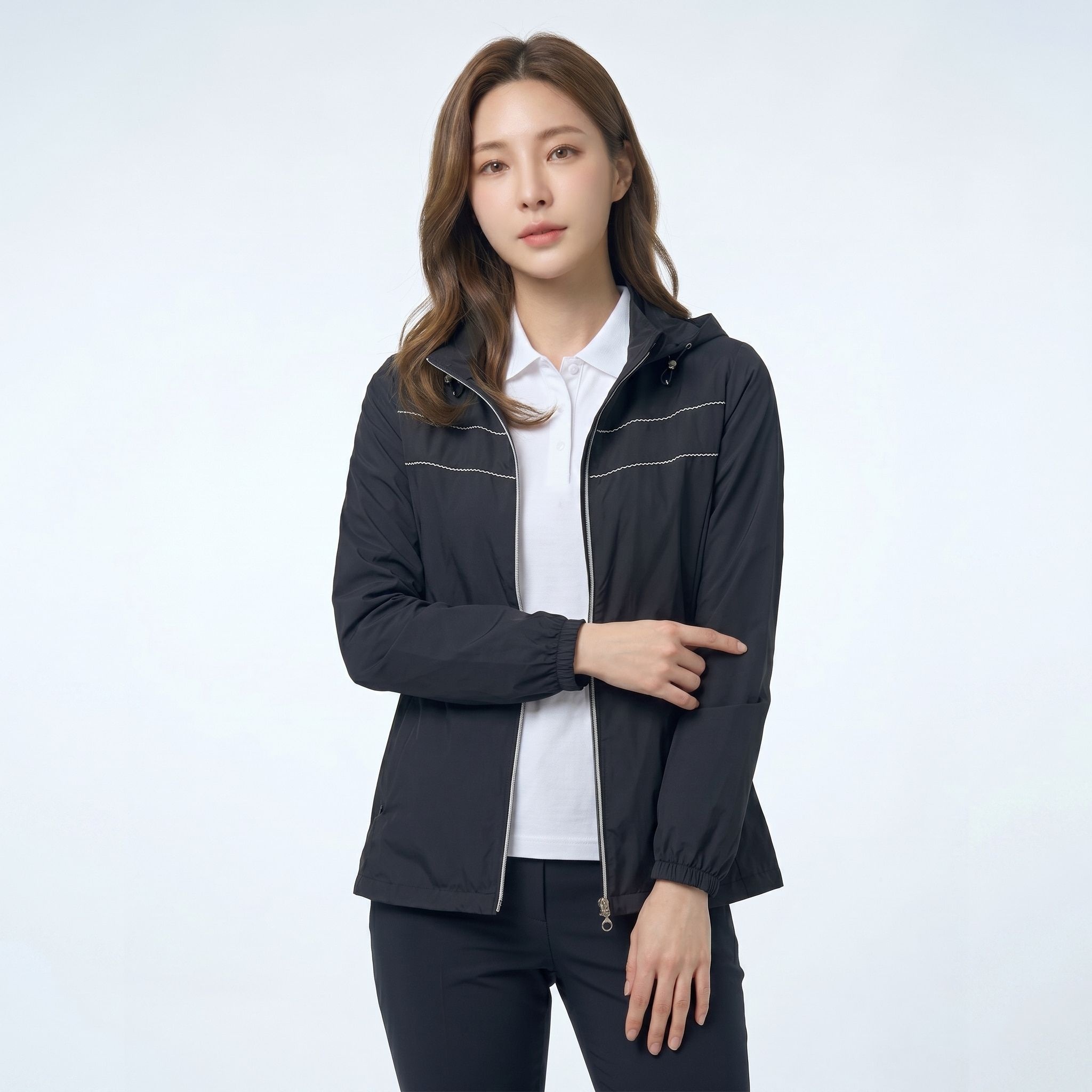 [올포유] 여름 여성 테이프 포인트 후드 탈부착 점퍼 AWJUL3361-915