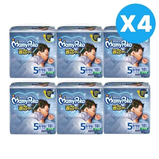 마미포코 기저귀 꿀잠팬티 남녀공용 특대형 18p X24팩