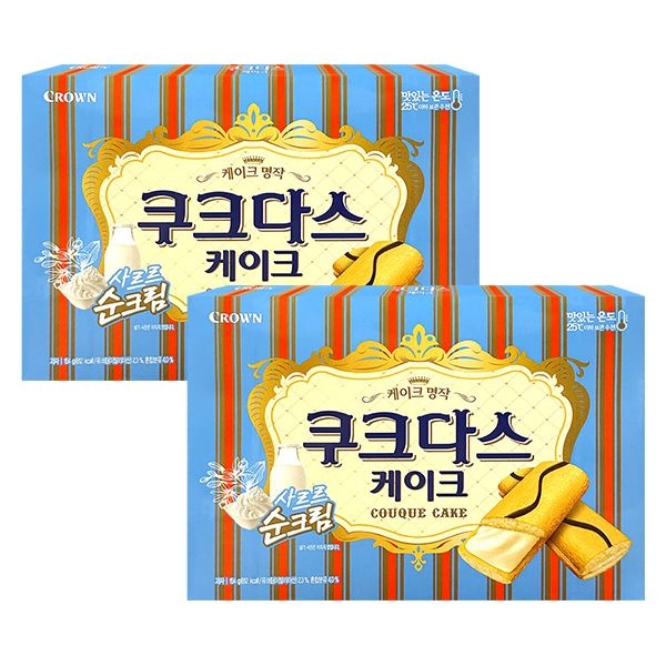 크라운 쿠크다스 케이크 154g x2 아이 간식
