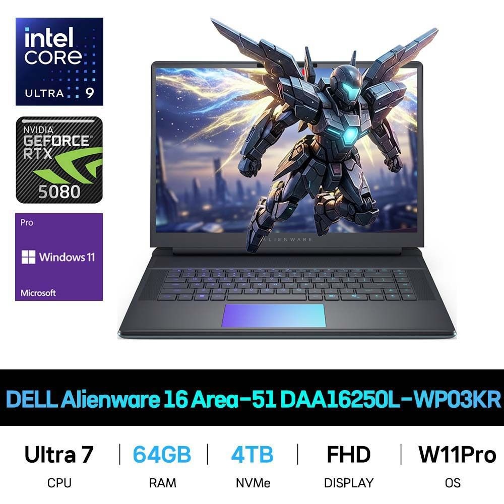 델 IT_DELL Alienware 16 에일리언웨어 게이밍 DAA16250L-WP03KR RAM 64GB/SSD 4TB 재고보유