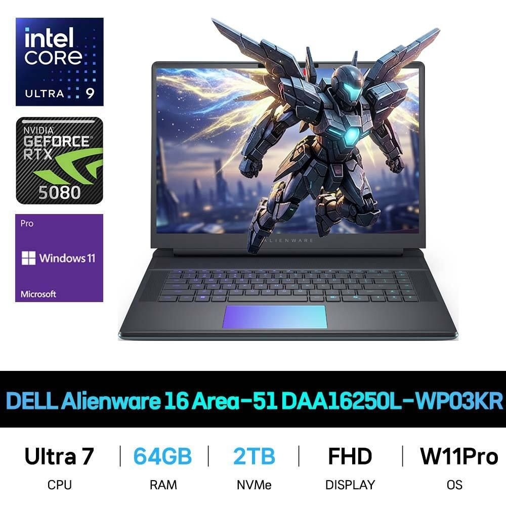 IT_DELL Alienware 16 에일리언웨어 게이밍 DAA16250L-WP03KR RAM 64GB/SSD 2TB 재고보유