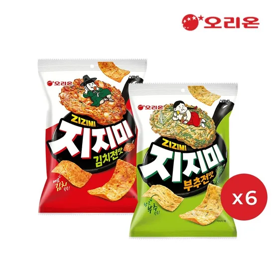 오리온 지지미 부추전맛 58g 6개 + 지지미 김치전맛 58g 6개