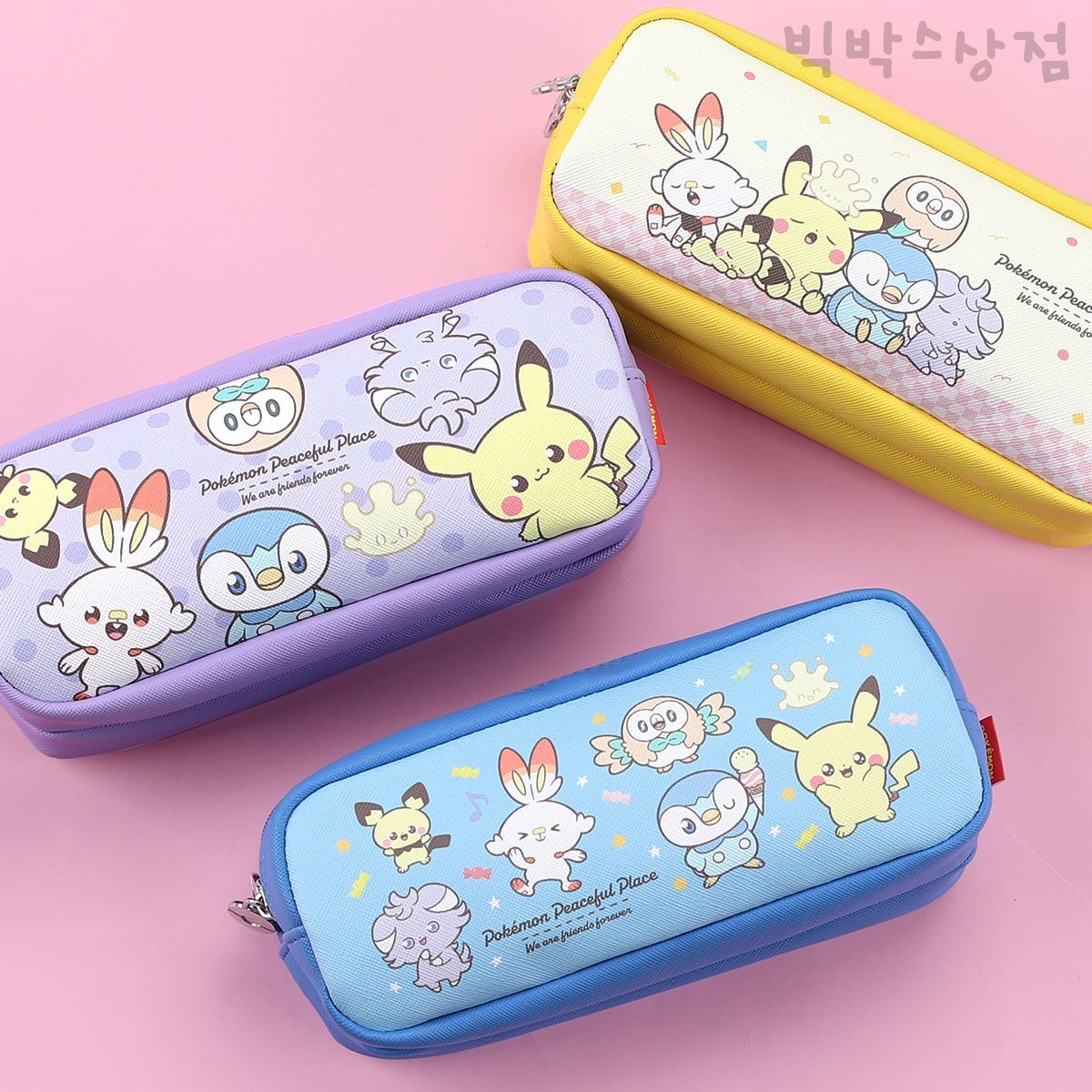 포켓몬 더블 봉제필통 1p 랜덤 포켓몬스터 피카츄 캐릭터 펜파우치 이중지퍼 펜슬케이스 학용품 신학기