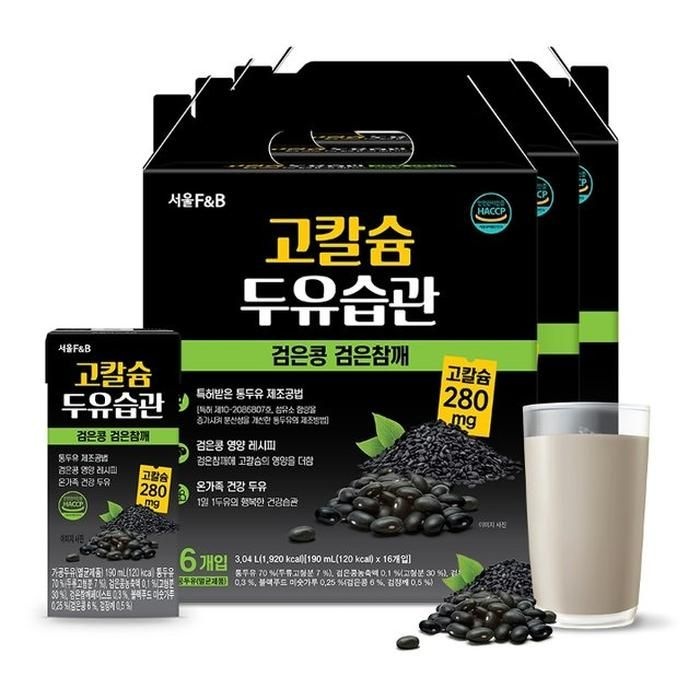 [서울에프엔비] 고칼슘 두유습관 검은콩 검은참깨 190ml x 48개입