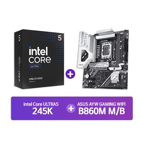 UnKnown INTEL Ultra5 프로세서 245K 박스 + ASUS B860M AYW GAMING WIFI 인텍앤컴퍼니 결합 4044932