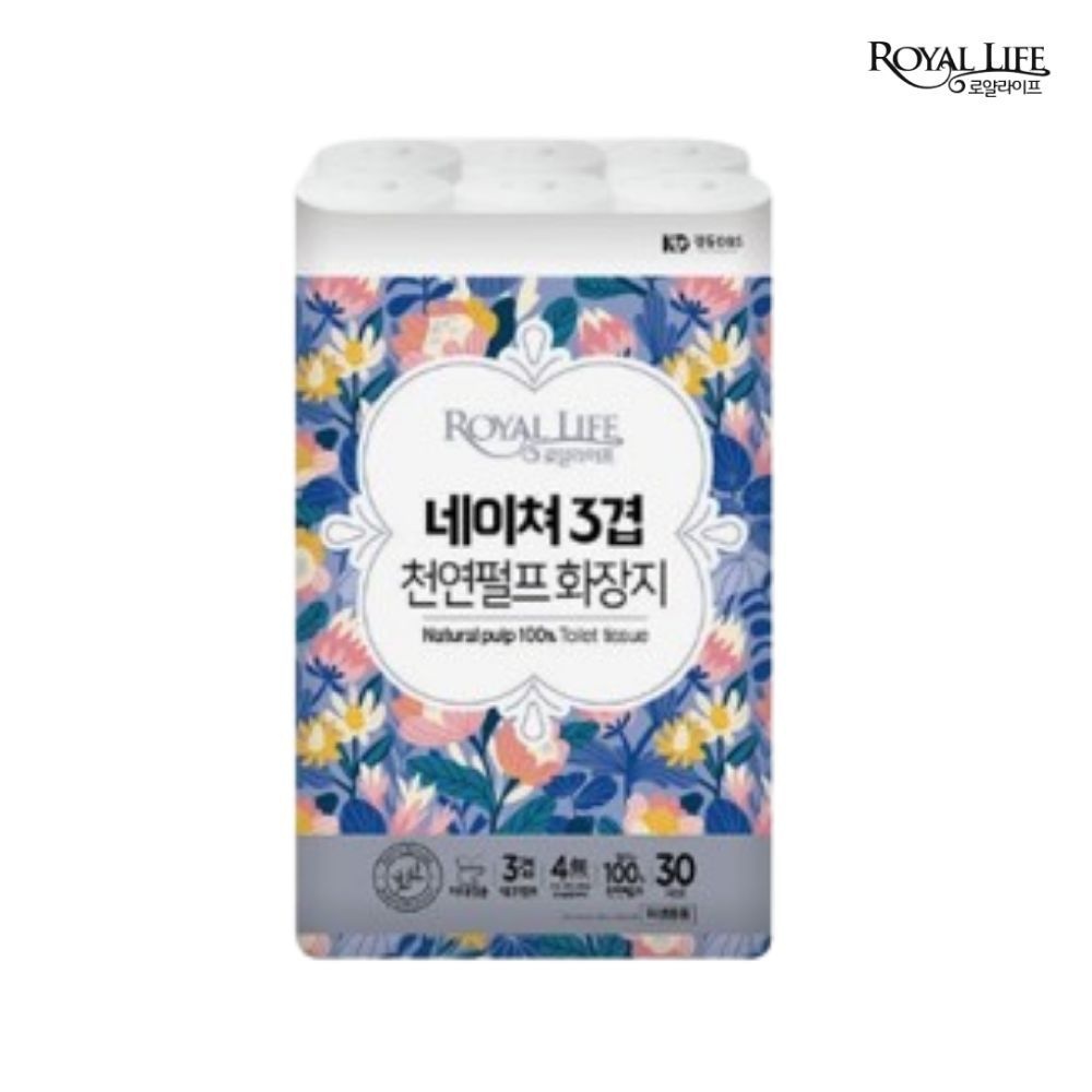 로얄라이프 네이쳐 3겹 100% 천연펄프 27M 30롤 화장지 (1팩)