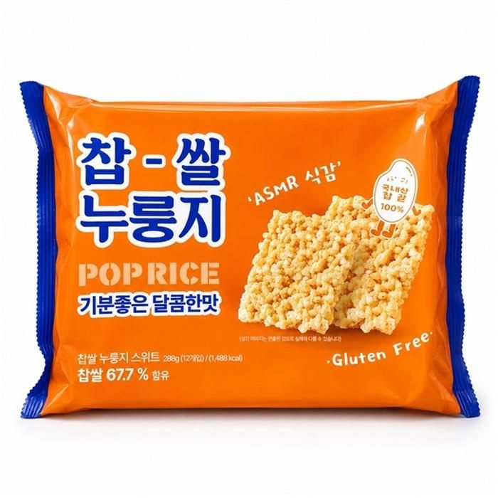 찹쌀 누룽지팝스낵 POP RICE 스위트 288g x 10개