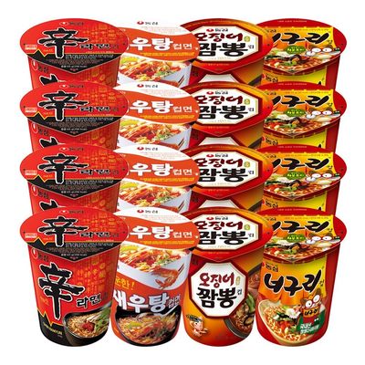 농심 컵라면 소컵 혼합 16개 (신라면+새우탕+오징어짬뽕+너구리 각 4개)