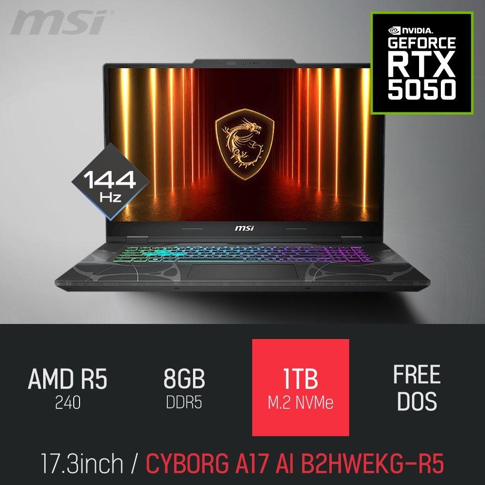 ⓒ MSI 사이보그 A17 AI B2HWEKG-R5 8GB 1TB / 17인치 캐드 영상편집 포토샵 고성능 게이밍 노트북