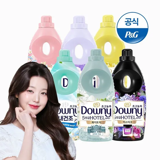 [딜크릿]다우니 탈취파워 섬유유연제 베이스 릴리 향 1L 6개 + 오리보냉백/공병/200ml/450ml 중 랜덤 증정[S223]