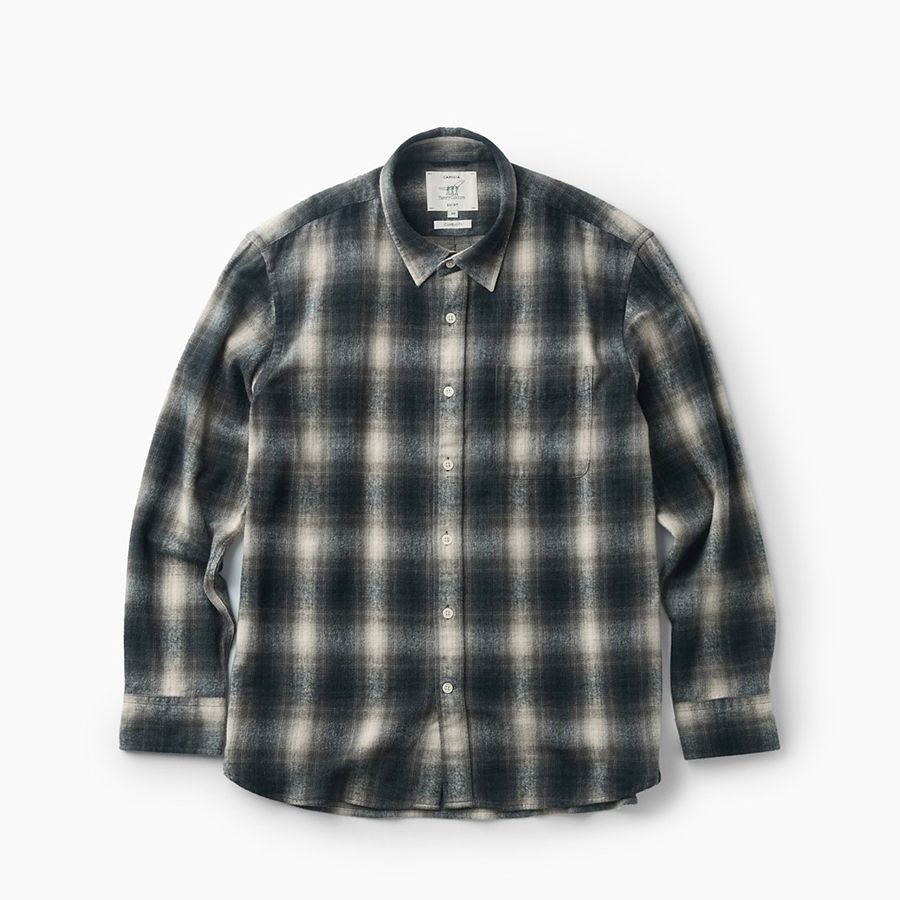 [imported Fabric] 블랙 옴브레 체크 셔츠 (컴포트핏) (AHSAW25821BKX)