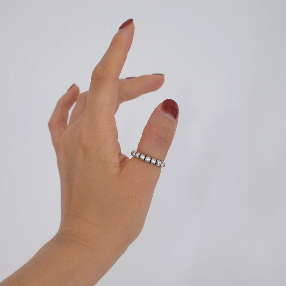 다주드 유화 볼드 볼 4mm 볼 은 실버 반지