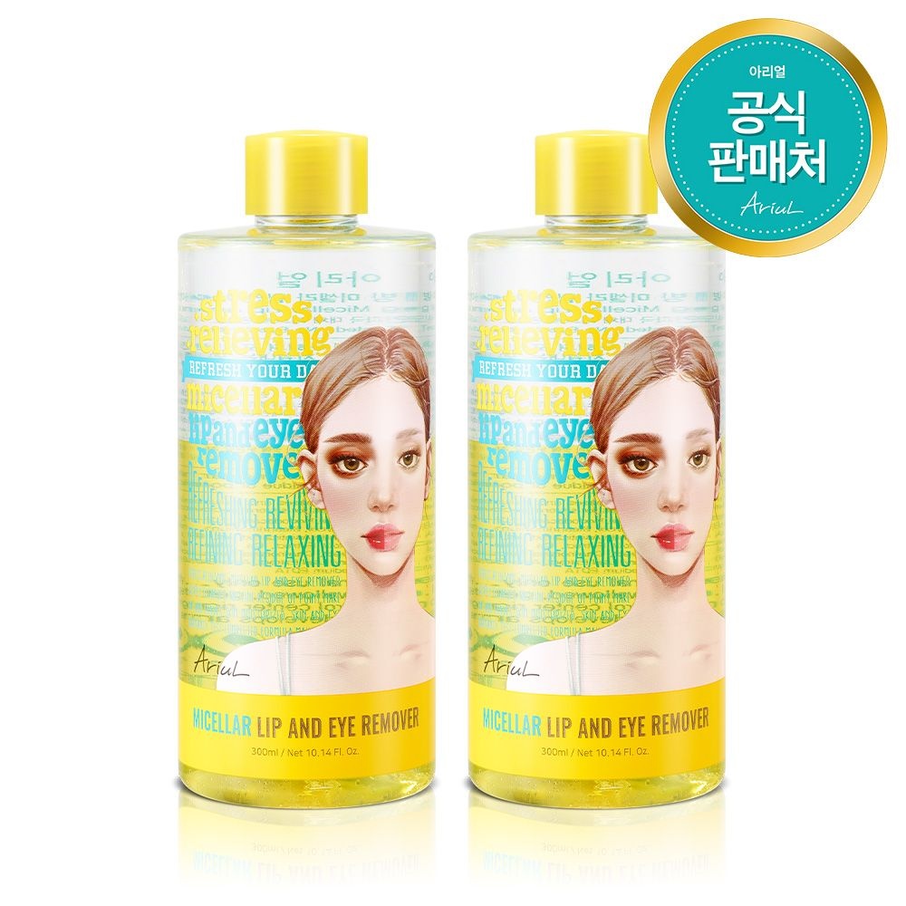 아리얼 스트레스 릴리빙 미셀라 립앤아이 리무버 300ml_2개입
