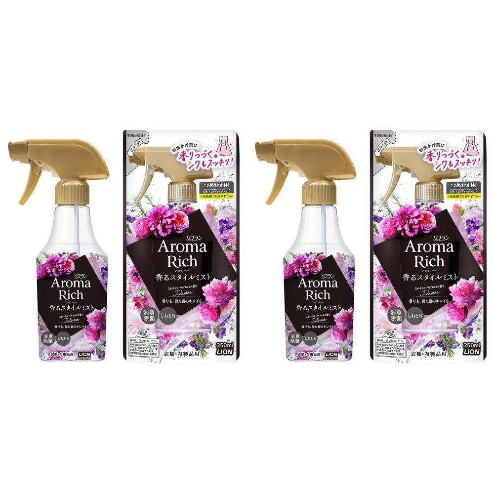 [해외] 일본 소프란 아로마리치 향 미스트 줄리엣 스위트플로럴향 본체 280ml + 리필 250ml X 2세트