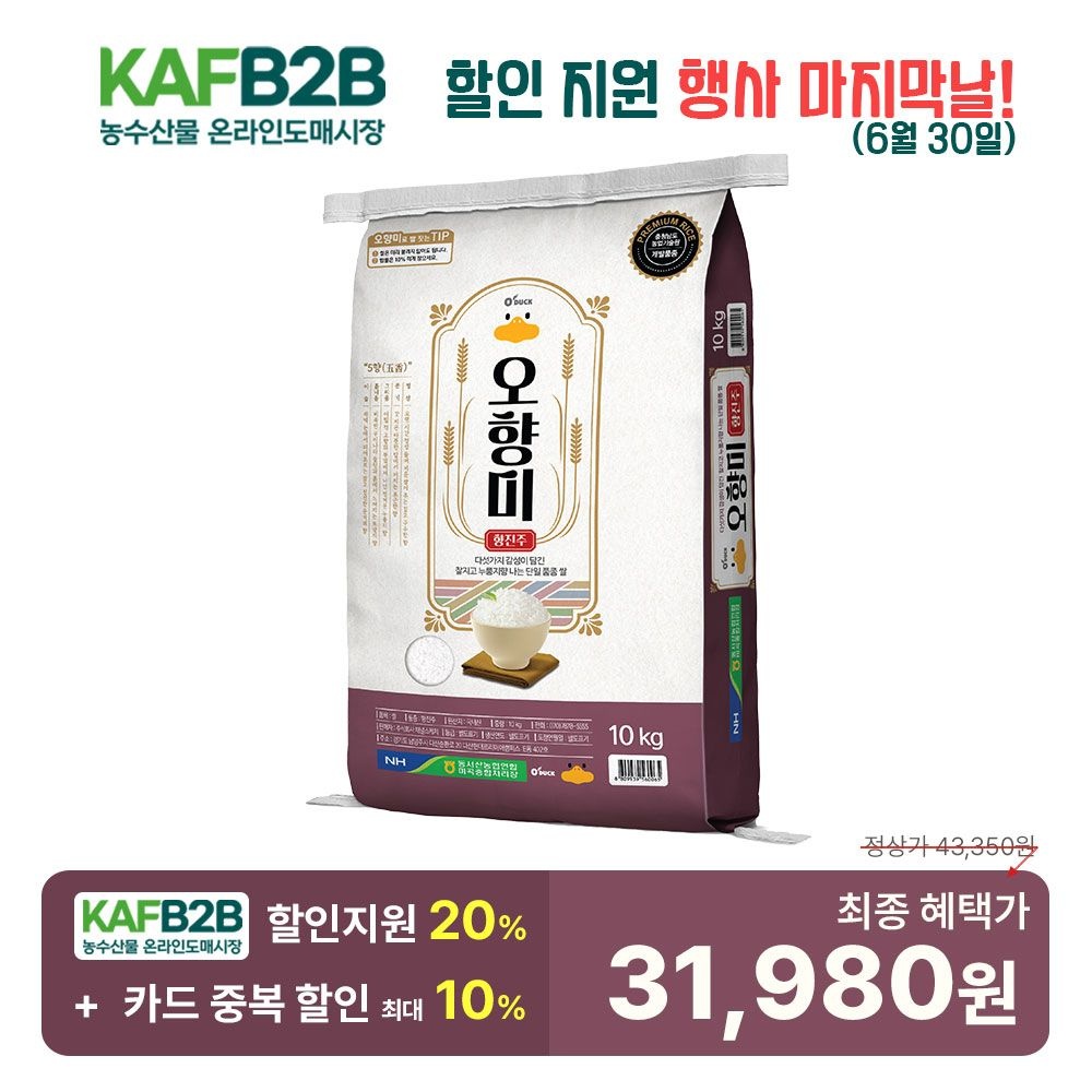 [롯데온]오향미 10kg 농협생산 향진주 쌀(31,980원/무료)