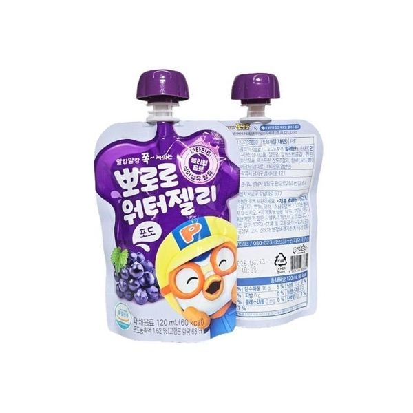 팔도 뽀로로 워터젤리 음료수 포도 어린이 음료 아이들 간식 120ml x 40개 /s